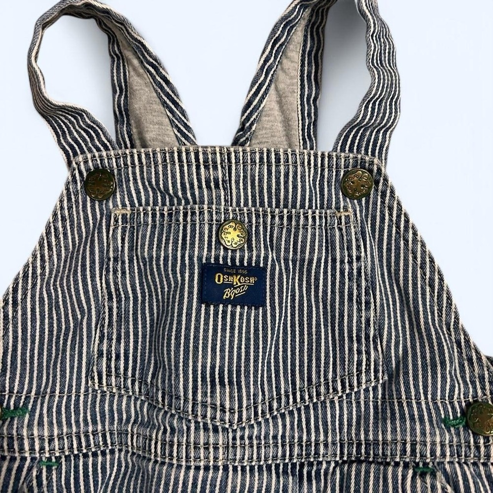 OshKosh B'gosh Kid's Blue and train conductor bibs size 24 months